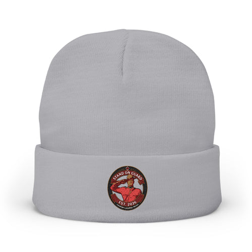 Embroidered 'Stand on Guard' Knit Beanie — Signature Patch Winter Hat