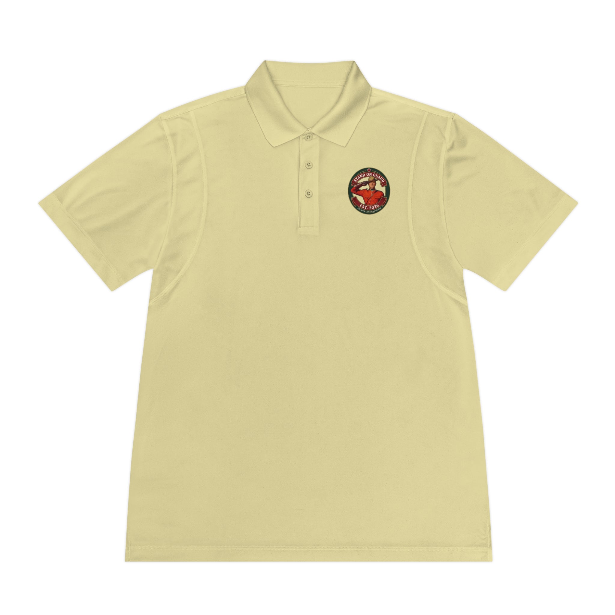 'Stand on Guard' Crest Polo — Men's Sport Performance Shirt