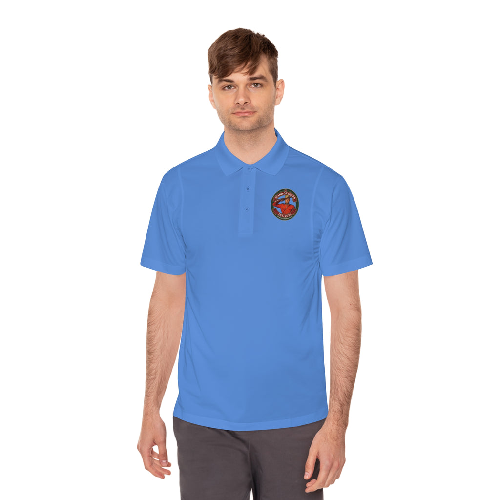 'Stand on Guard' Crest Polo — Men's Sport Performance Shirt