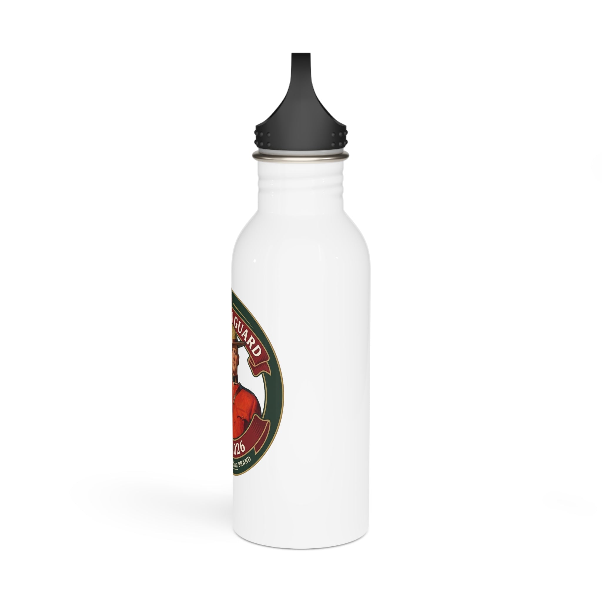 Stand On Guard Stainless Steel Water Bottle — Canadian Mountie Salute Design (Est. 2026)