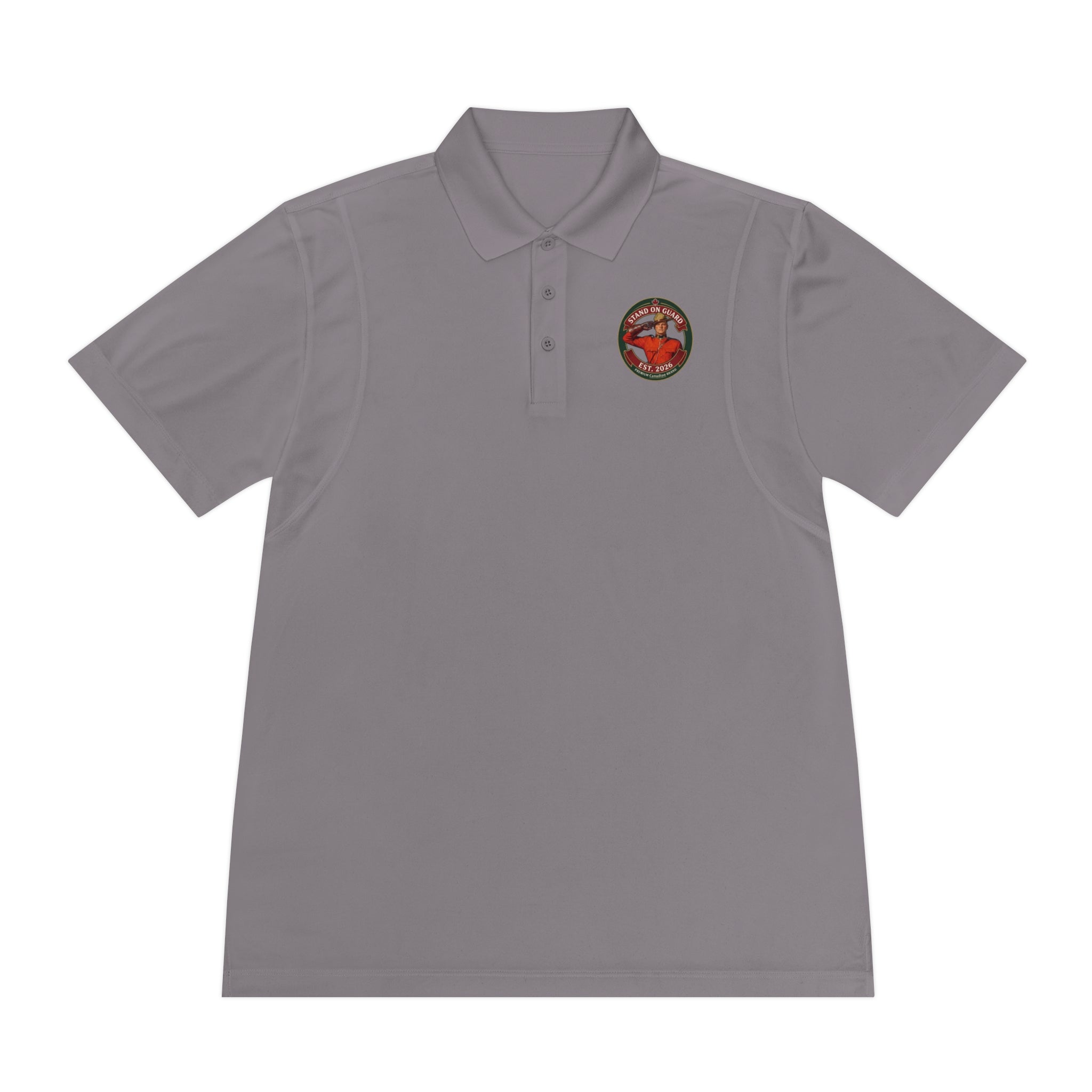 'Stand on Guard' Crest Polo — Men's Sport Performance Shirt