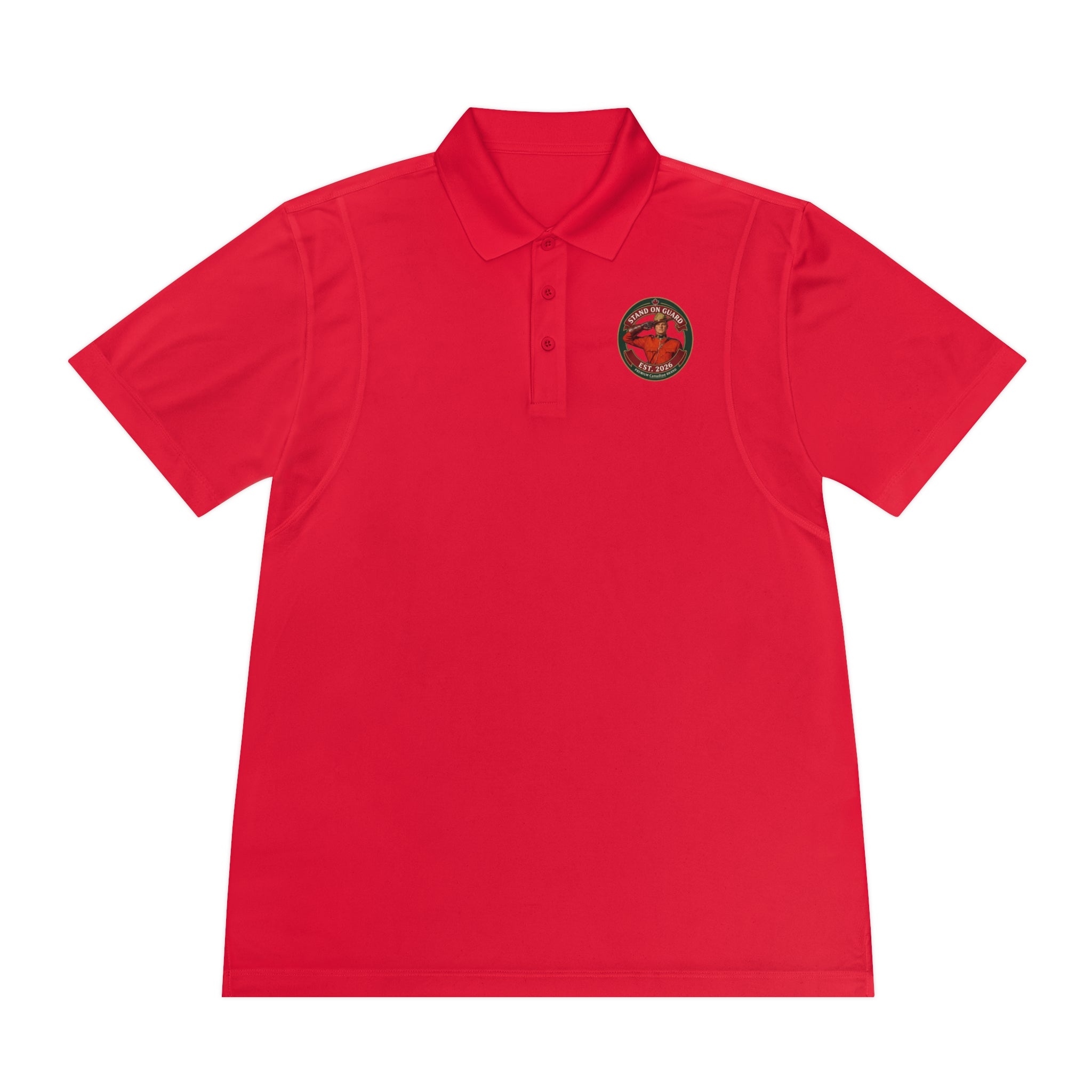 'Stand on Guard' Crest Polo — Men's Sport Performance Shirt
