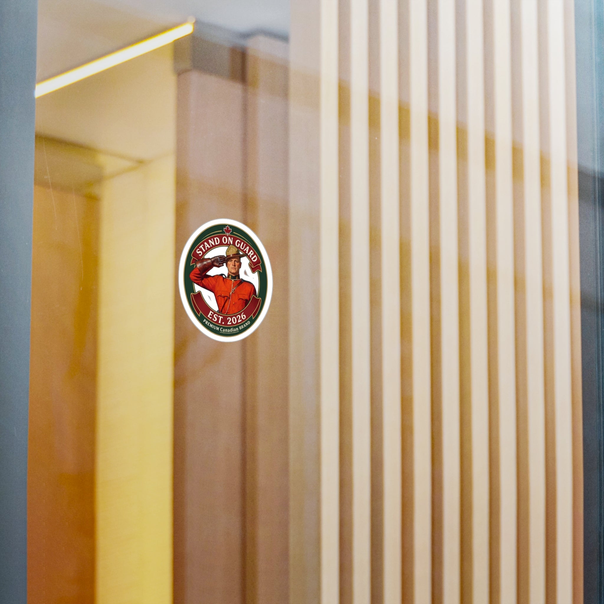 Stand On Guard Round Sticker — Canadian Mountie Salute Vinyl Decal (Est. 2026)