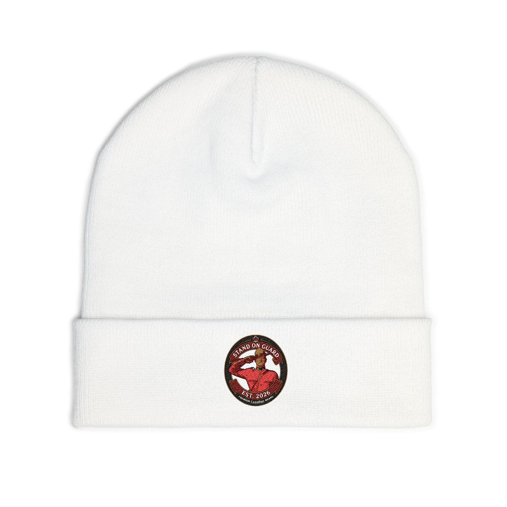 Embroidered 'Stand on Guard' Knit Beanie — Signature Patch Winter Hat