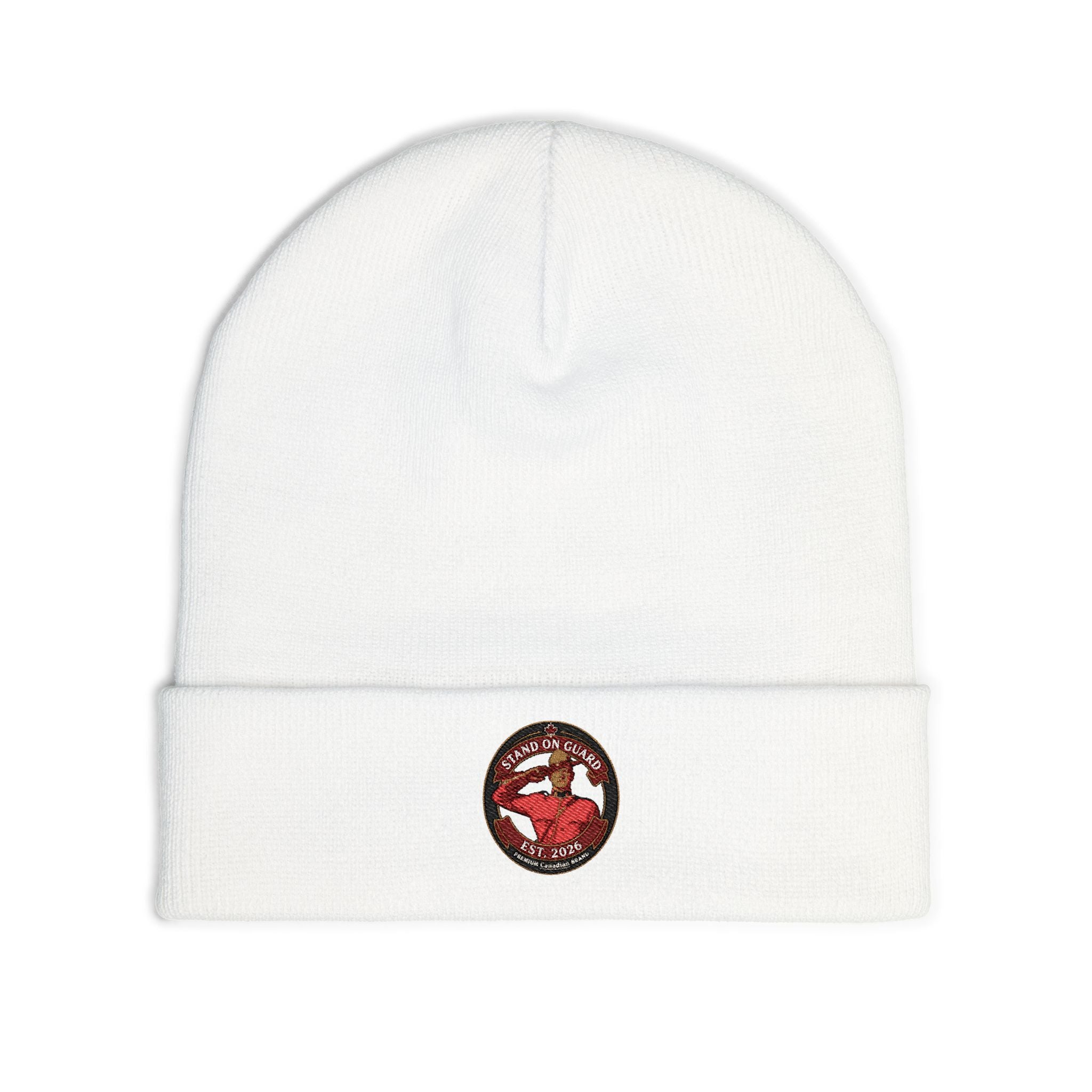Embroidered 'Stand on Guard' Knit Beanie — Signature Patch Winter Hat