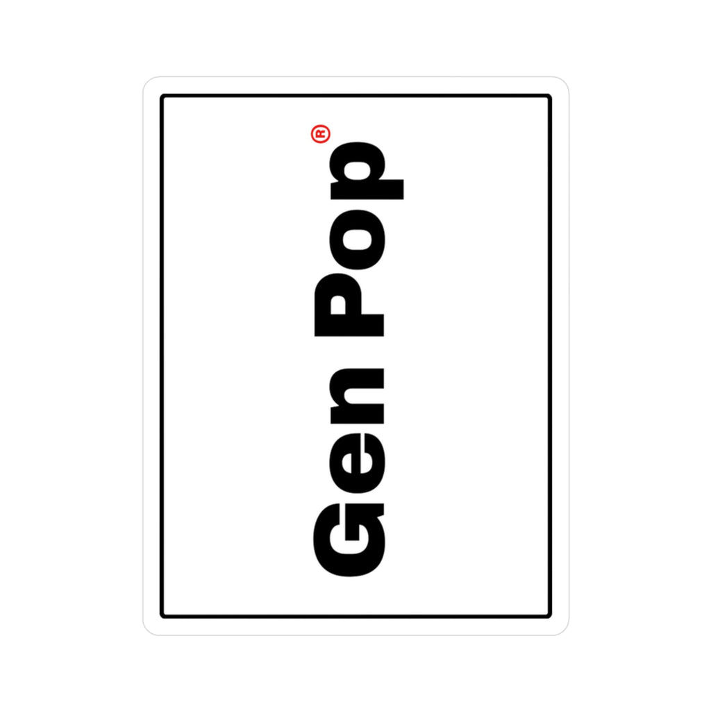 Gen Pop Vertical Kiss-Cut Vinyl Sticker — Bold Black Logo Decal