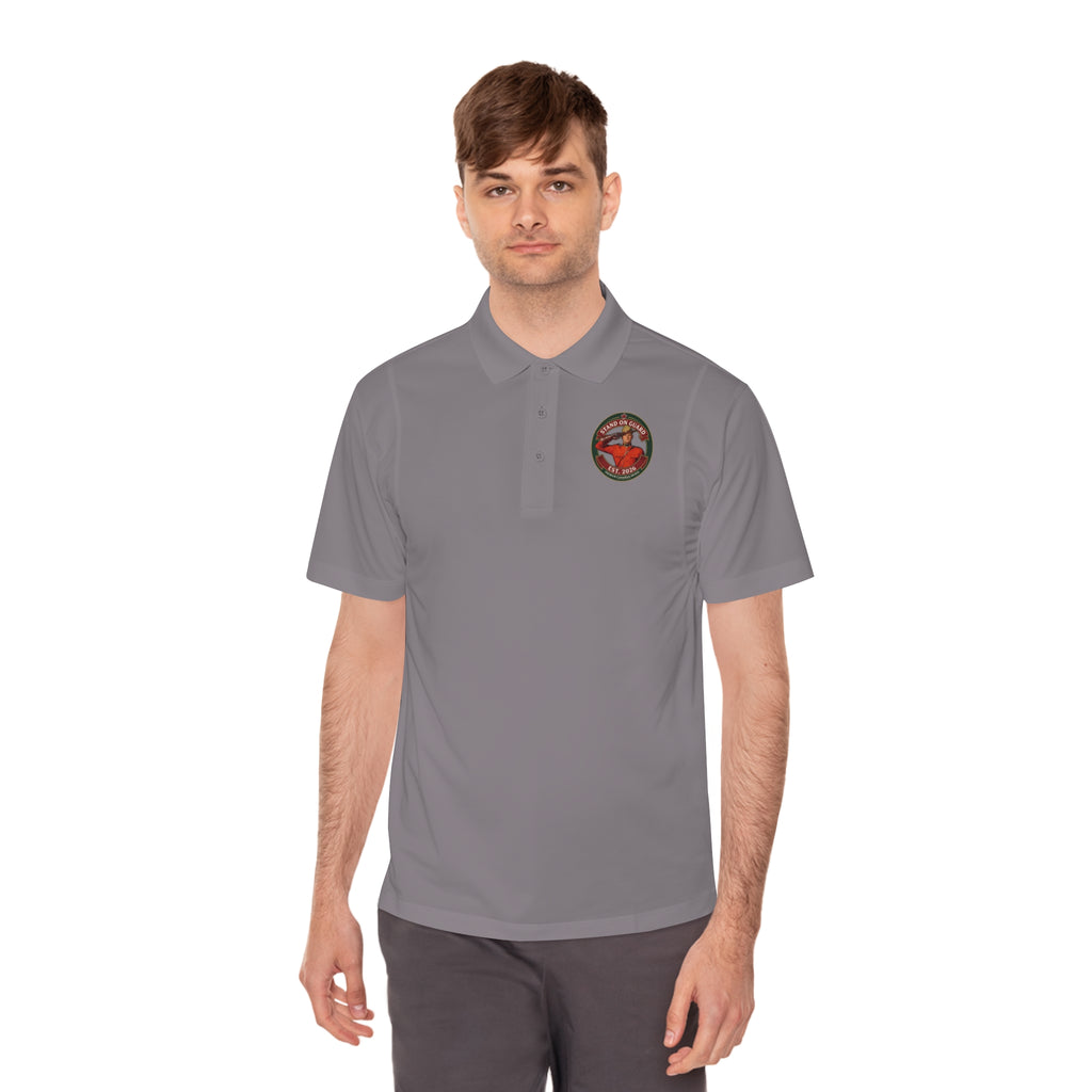 'Stand on Guard' Crest Polo — Men's Sport Performance Shirt