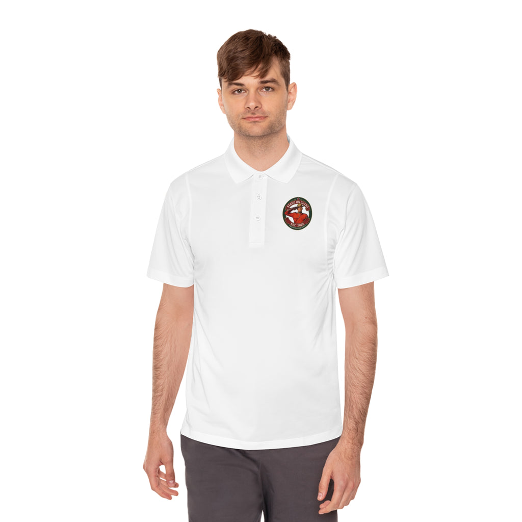 'Stand on Guard' Crest Polo — Men's Sport Performance Shirt