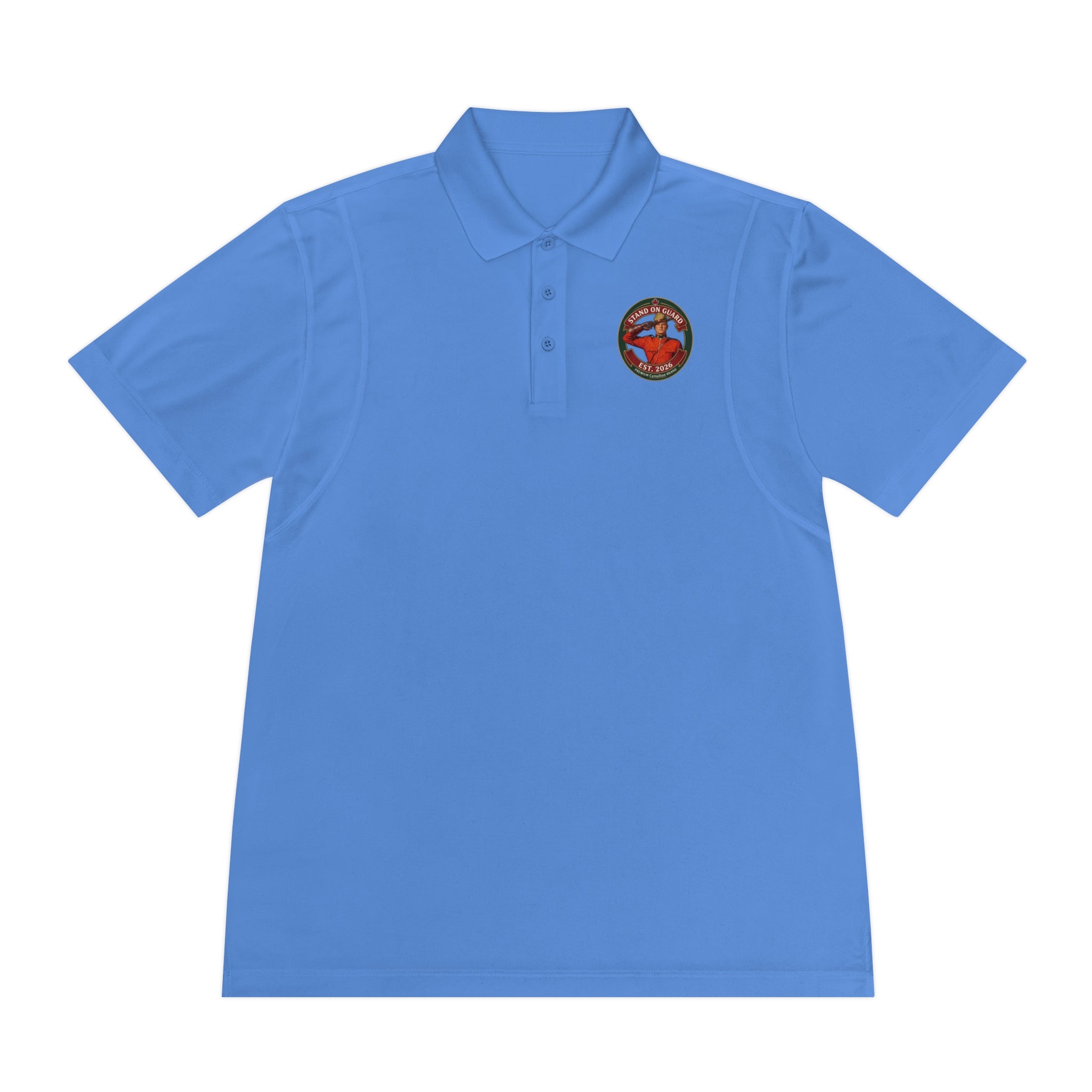 'Stand on Guard' Crest Polo — Men's Sport Performance Shirt