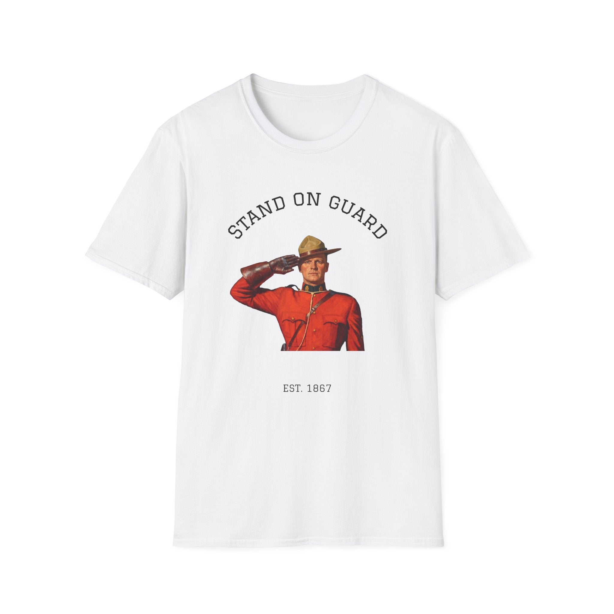 Mountie Salute T-Shirt — "Stand On Guard" Vintage RCMP Graphic Tee