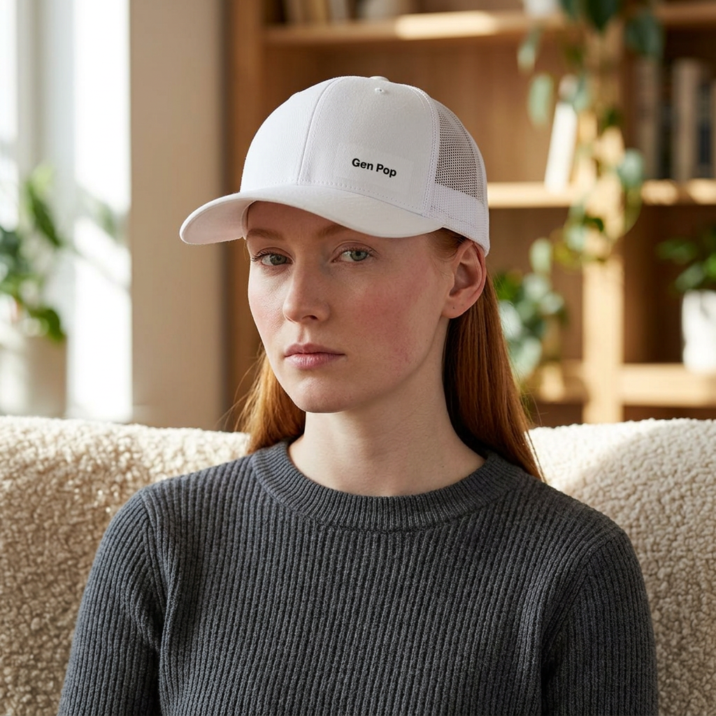 Retro Trucker Hat — Minimal 'Gen Pop' Mesh Cap
