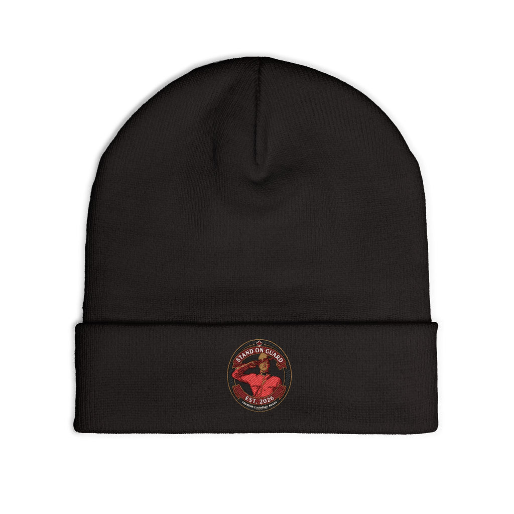 Embroidered 'Stand on Guard' Knit Beanie — Signature Patch Winter Hat