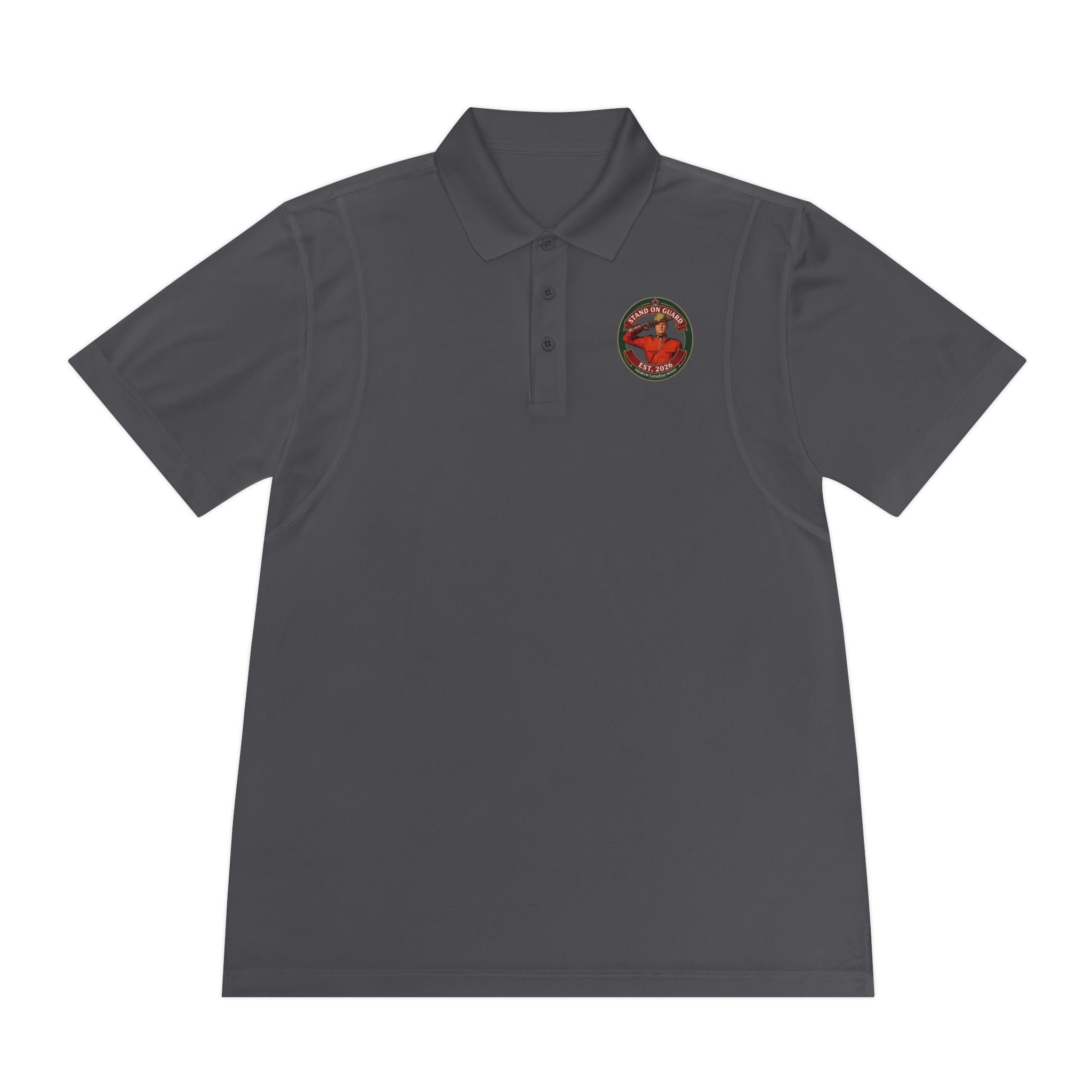 'Stand on Guard' Crest Polo — Men's Sport Performance Shirt