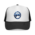 Trucker Cap with Blue Metallic GPS Logo – Mesh Snapback Hat for Drivers & Travel Fans
