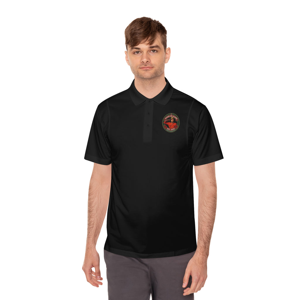 'Stand on Guard' Crest Polo — Men's Sport Performance Shirt