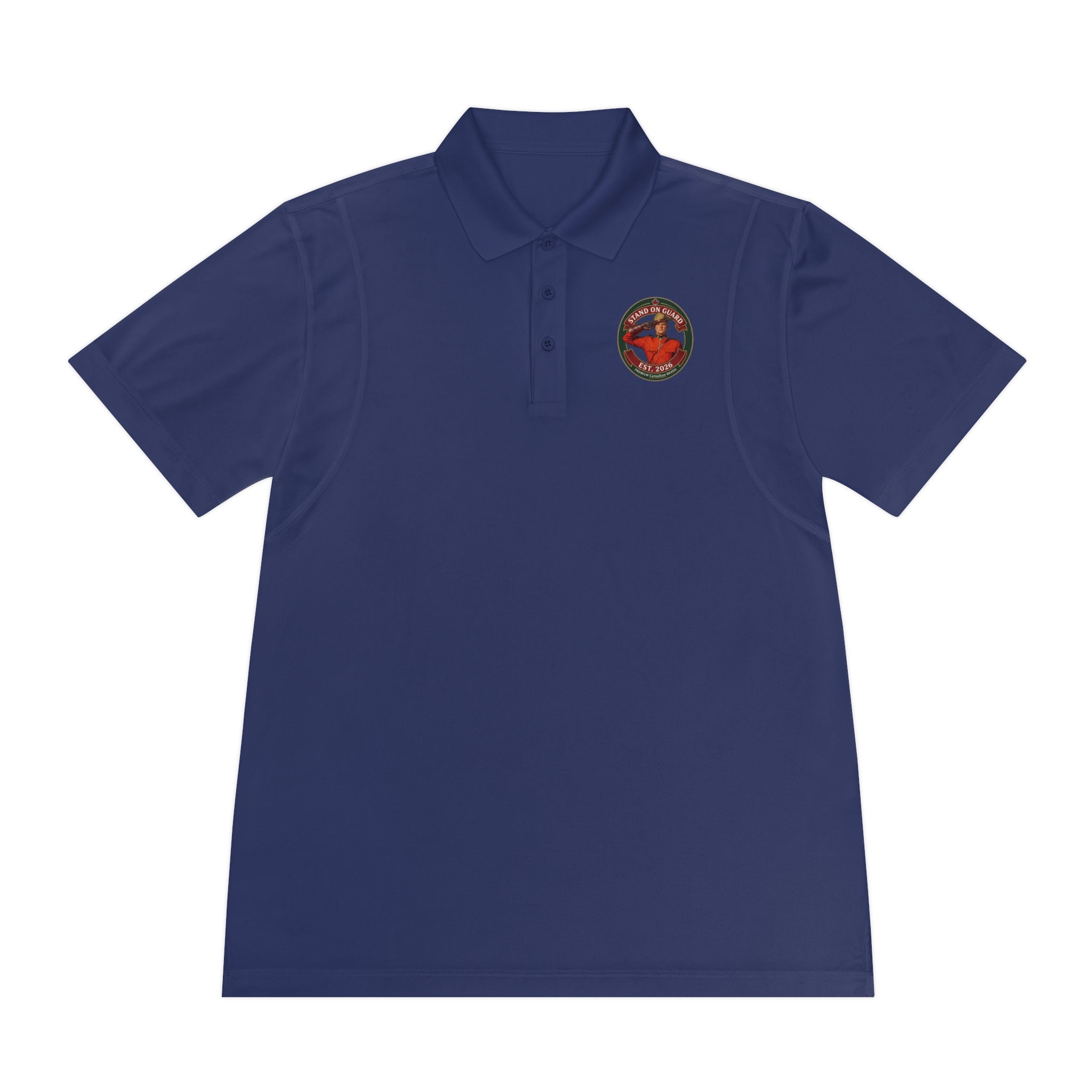 'Stand on Guard' Crest Polo — Men's Sport Performance Shirt