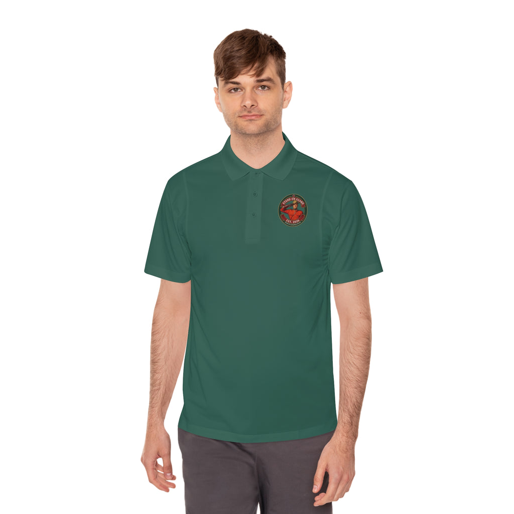 'Stand on Guard' Crest Polo — Men's Sport Performance Shirt