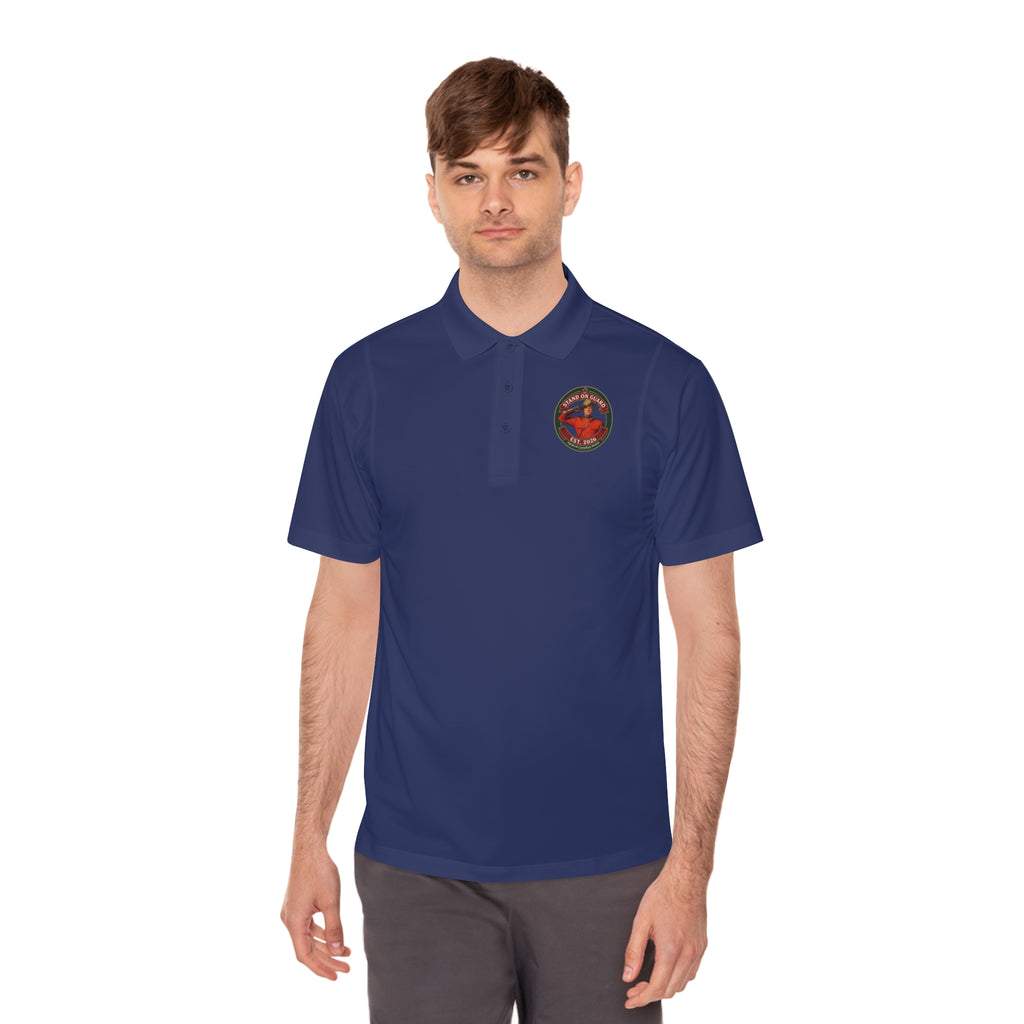 'Stand on Guard' Crest Polo — Men's Sport Performance Shirt